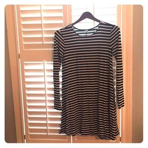 Black and white striped dress